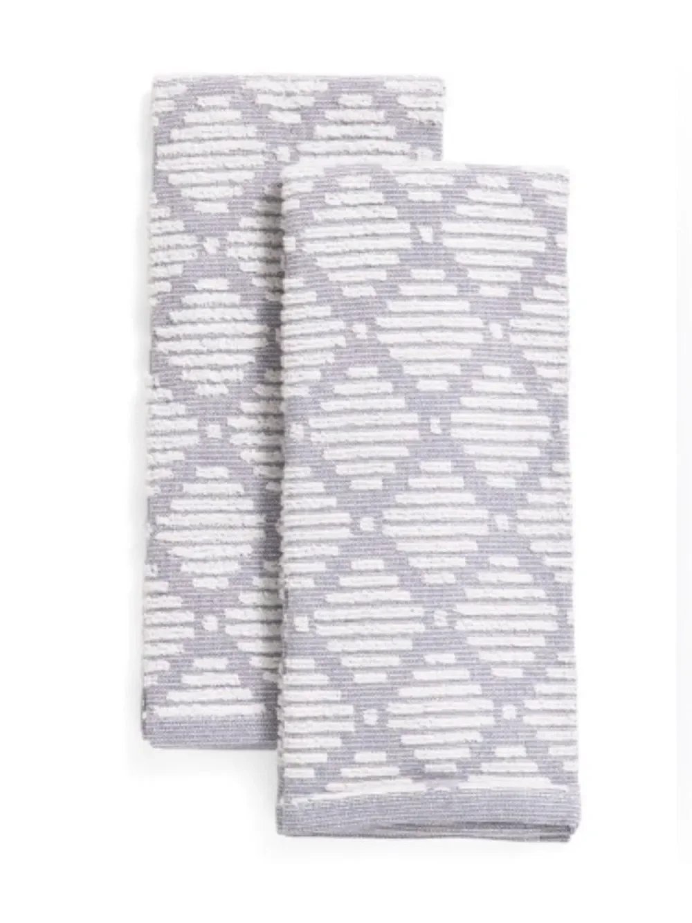 CUISINART Bearing Sea Gray White Bleach Friendly Cotton Tea Kitchen Towels 2 pk